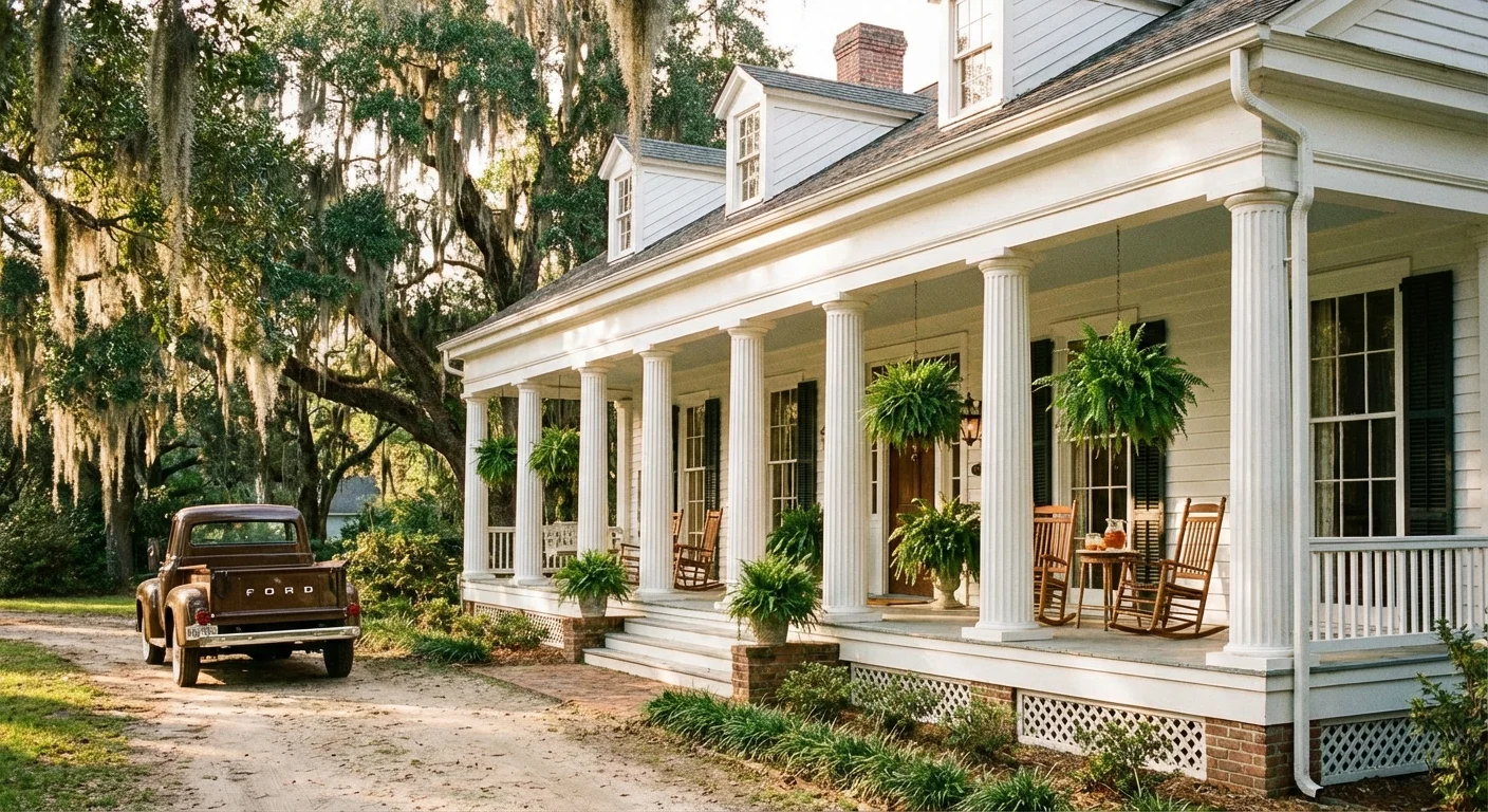 A charming Southern home with a large front porch in Mississippi.