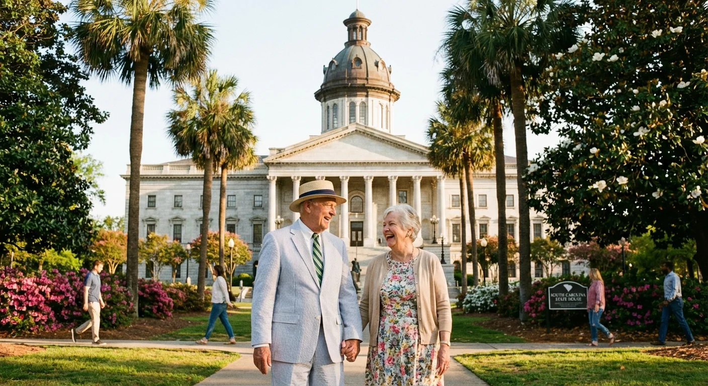 A couple in the state house gardens in Columbia, South Carolina.