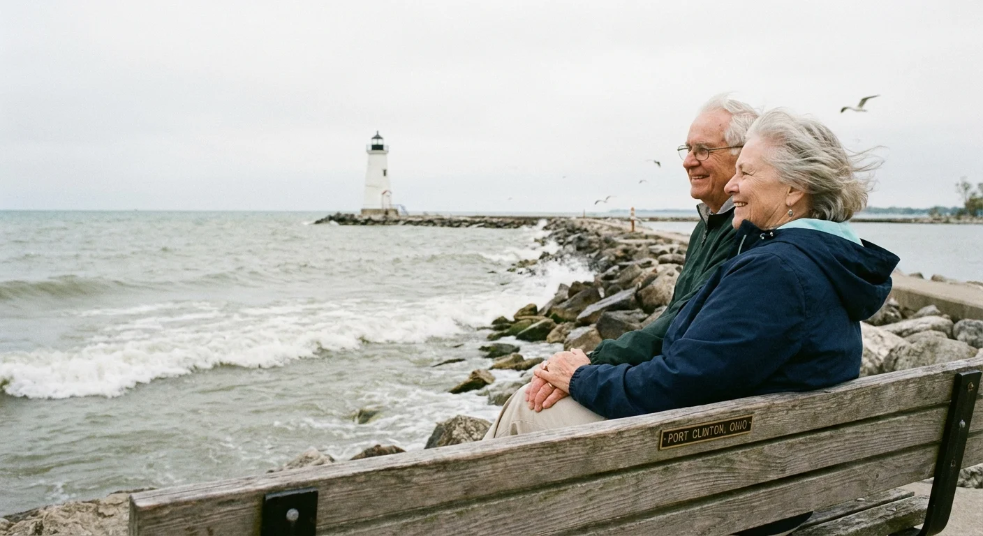 A couple watching the lake in Port Clinton, Ohio.