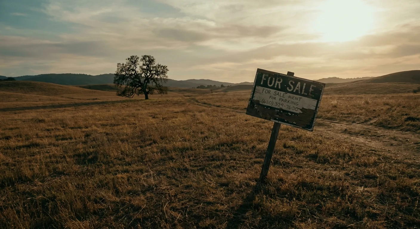 A for sale sign in a remote, empty field.