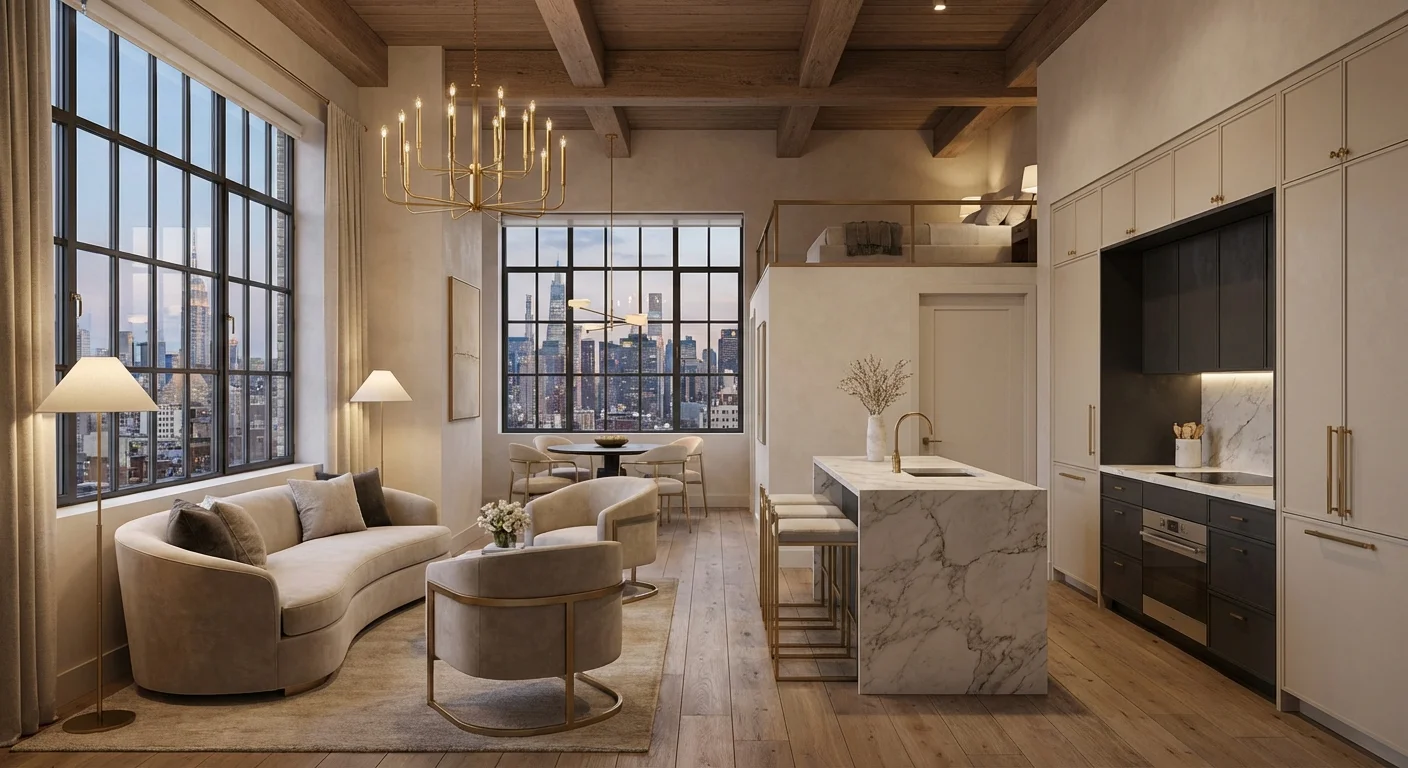 A luxury modern small apartment with high-end finishes.