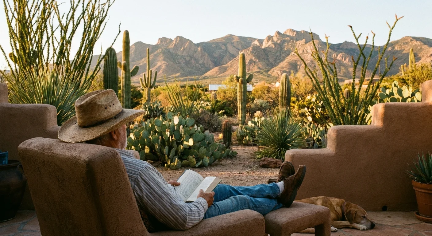 A man enjoying a sunset view from his patio in Sierra Vista, Arizona.