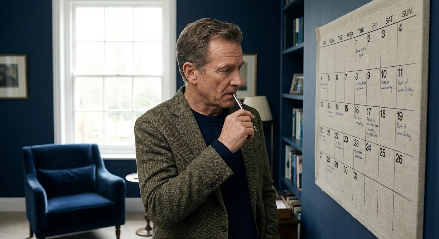 A man looking at a calendar, contemplating the best time to claim his Social Security benefits.