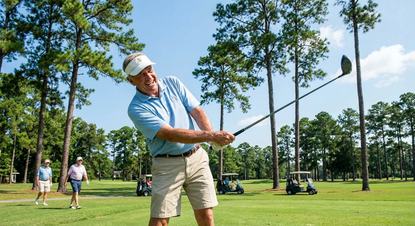 A man playing golf in Fayetteville, North Carolina.