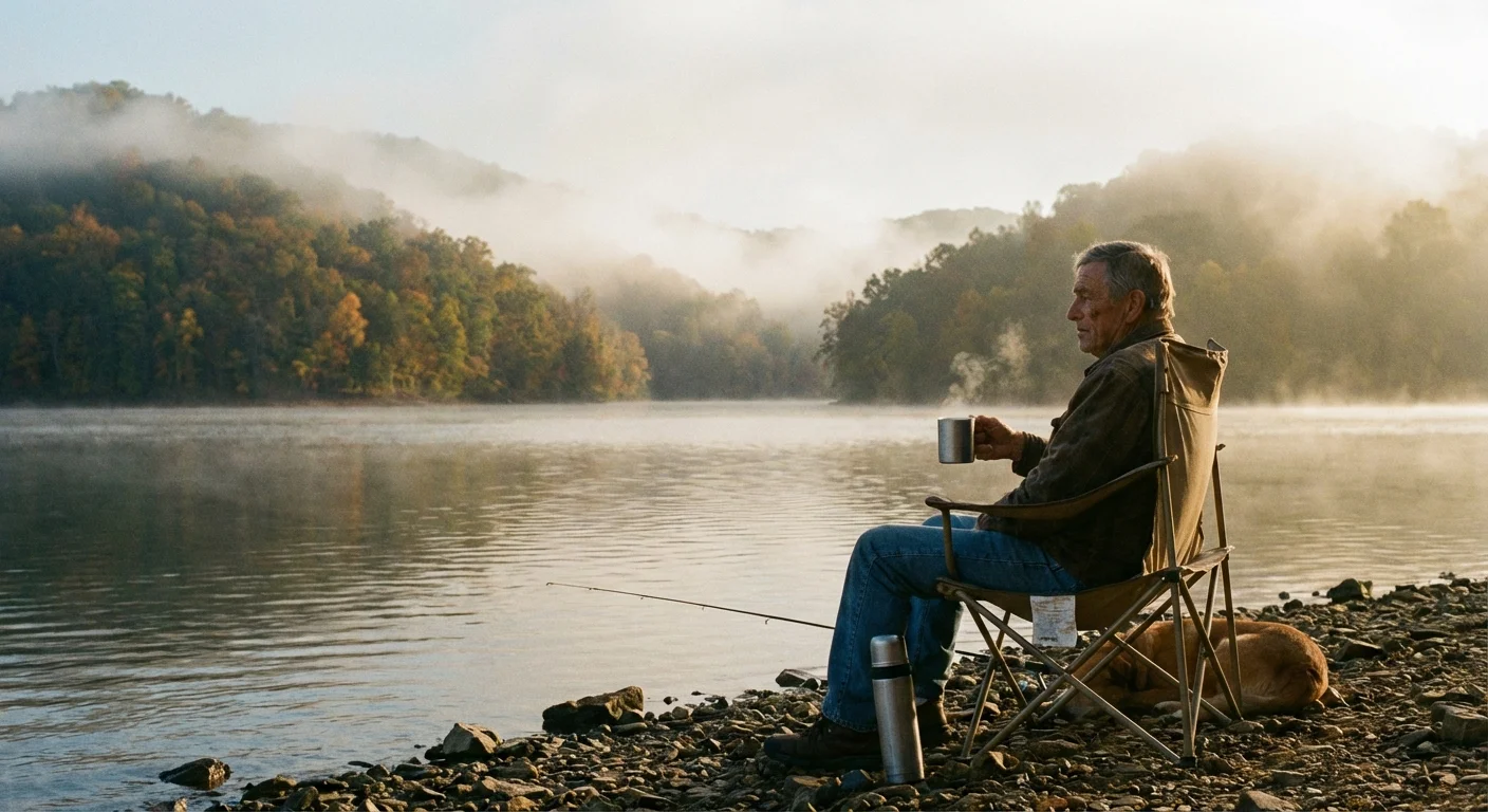 A man relaxing by Cherokee Lake in Morristown, Tennessee.