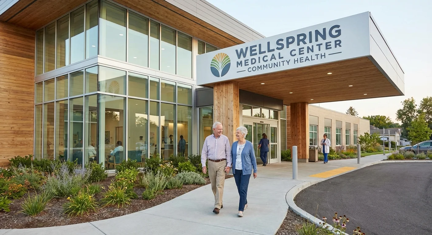 A modern healthcare facility representing the importance of medical access in retirement.
