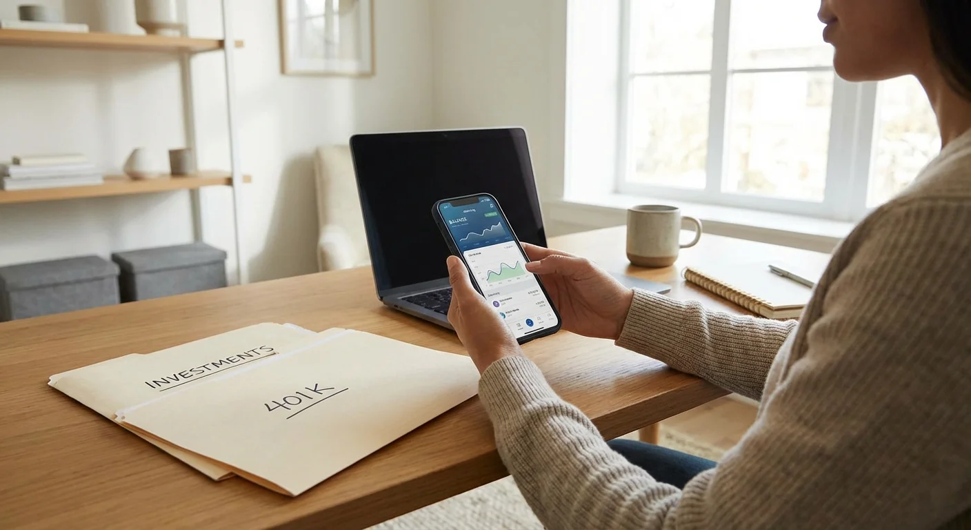 A person checking their investment accounts on a smartphone.