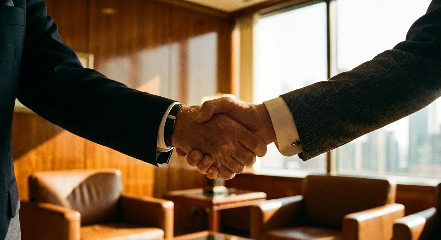 A professional handshake between a client and a financial advisor.
