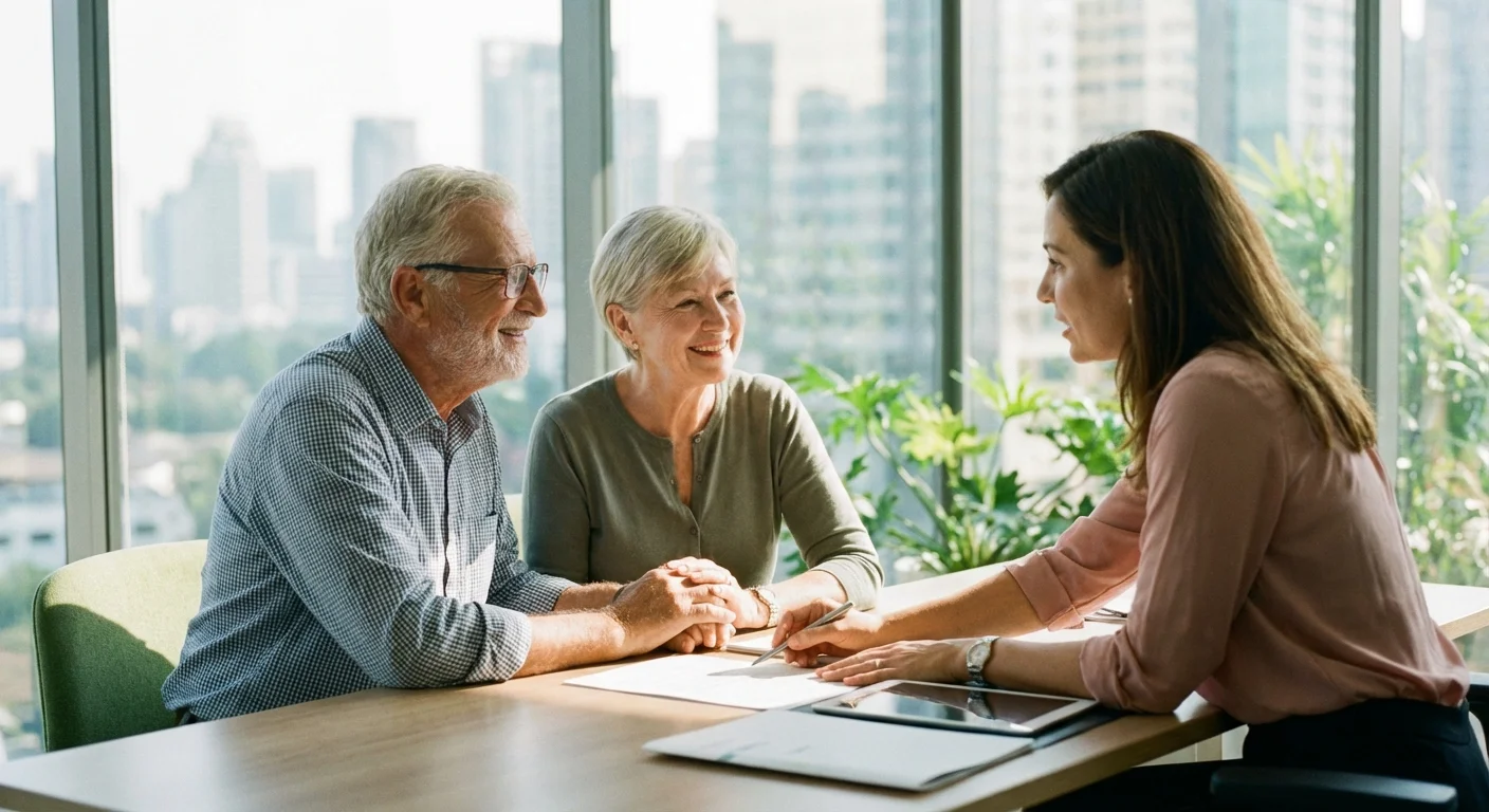 A senior couple in a meeting with a professional advisor.