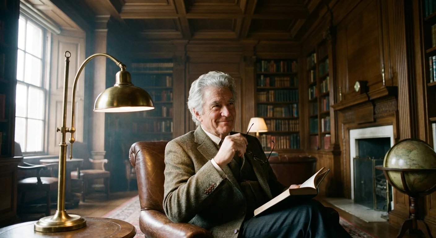 A senior man in a suit working in a classic, professional office setting in Connecticut.