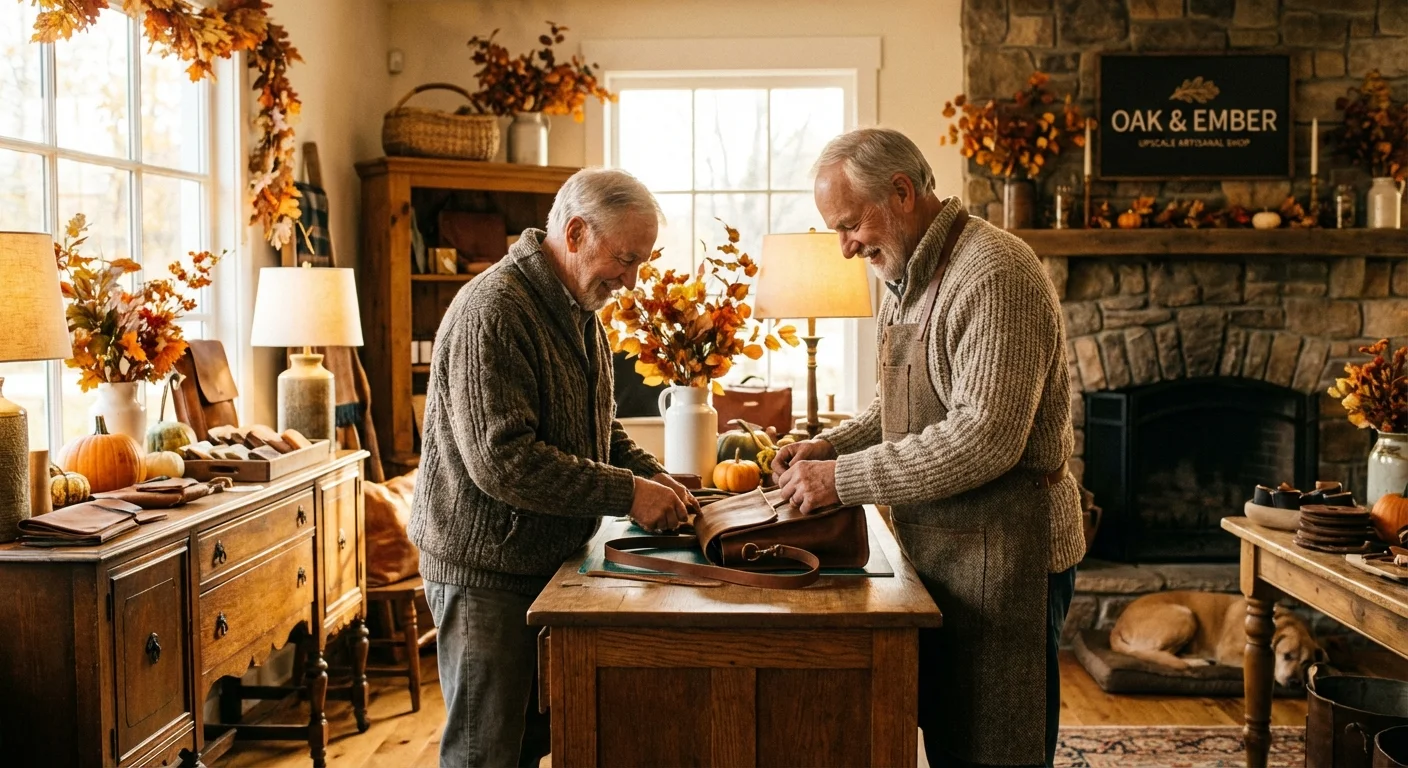 A senior man working in a charming New Hampshire boutique.