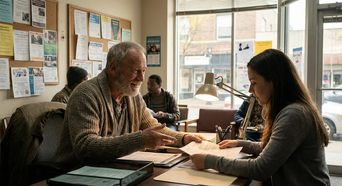 A senior man working in a helpful West Virginia community setting.