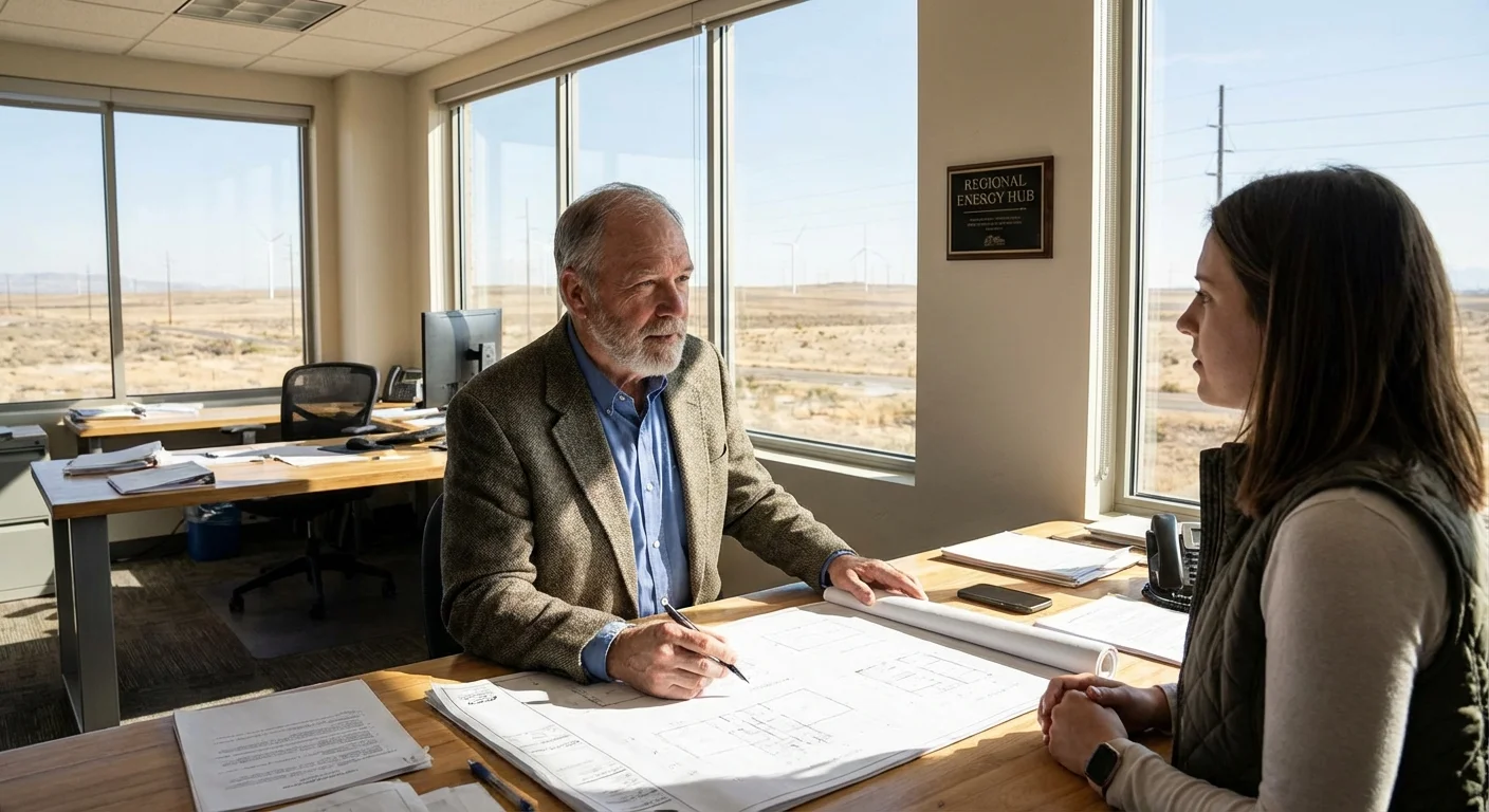 A senior man working in a professional North Dakota office.