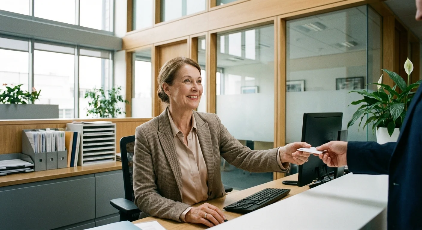 A senior woman working in a professional administrative setting in Delaware.