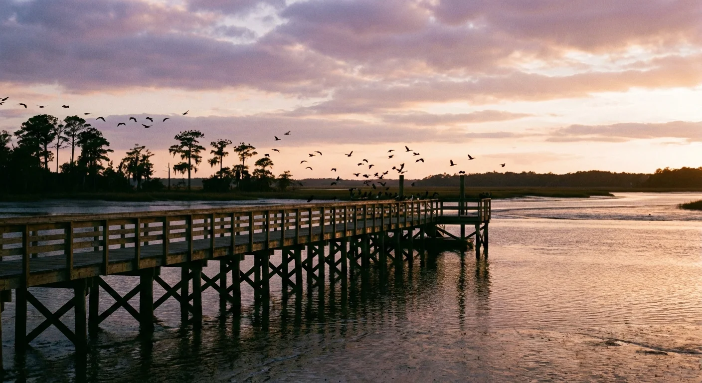 A serene sunset over the marshes of Beaufort, South Carolina.
