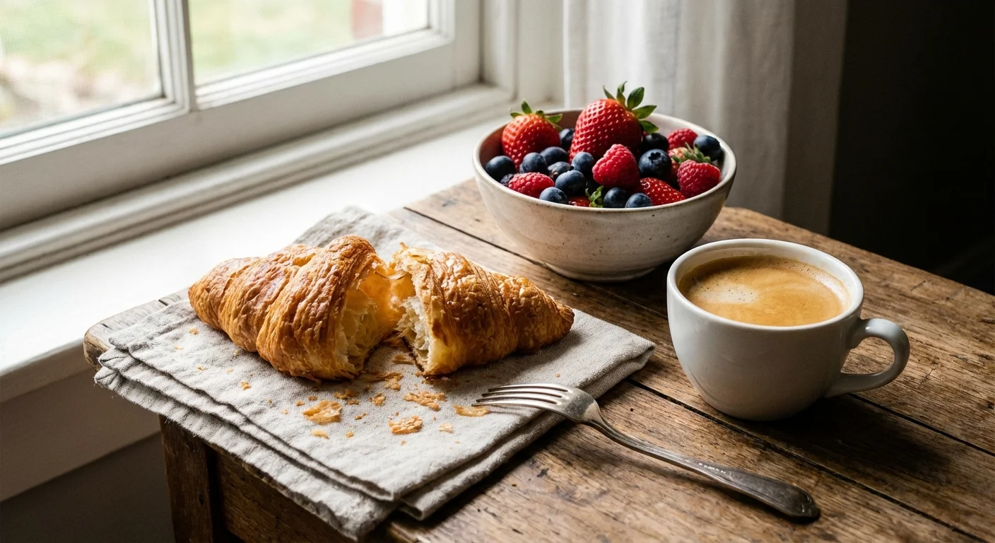 A simple and elegant breakfast set by a sunlit window.