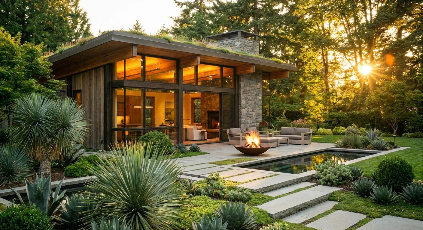 A stylish and modern small home with a beautiful garden.