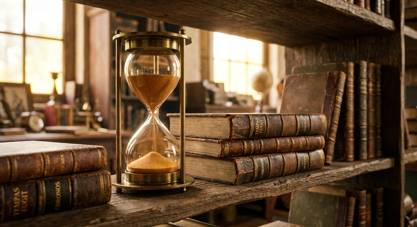 A vintage hourglass on a stack of books, symbolizing time and commitment.