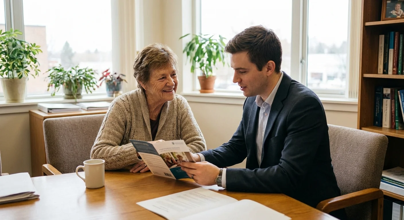 A woman discussing plans with a professional advisor.
