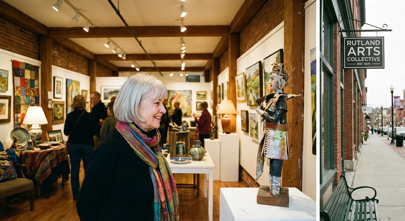 A woman in an art gallery in Rutland, Vermont.