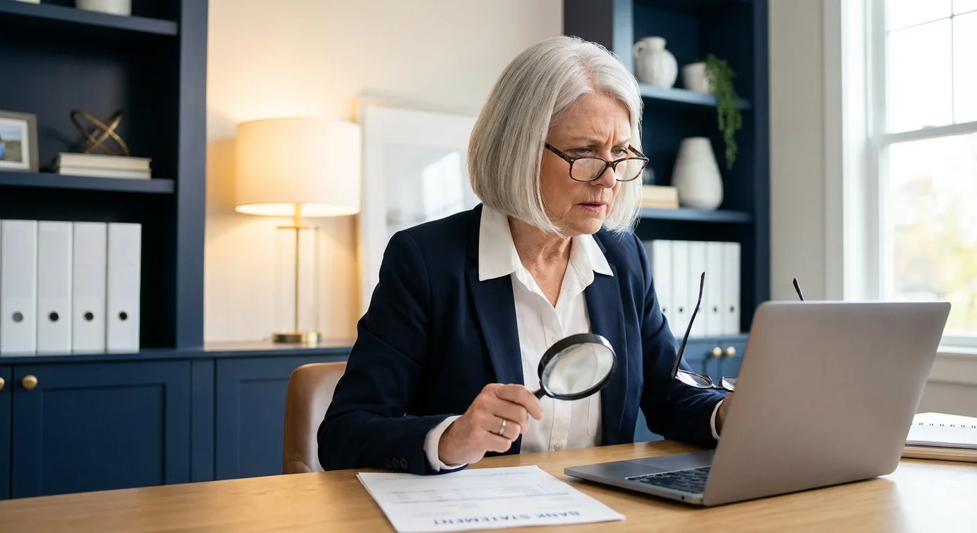 A woman working on a laptop while reviewing a financial statement to understand earnings limits.