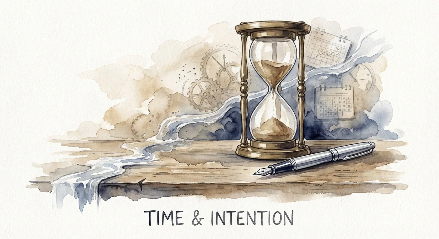 An antique hourglass and a modern pen, symbolizing the evolution of retirement planning.