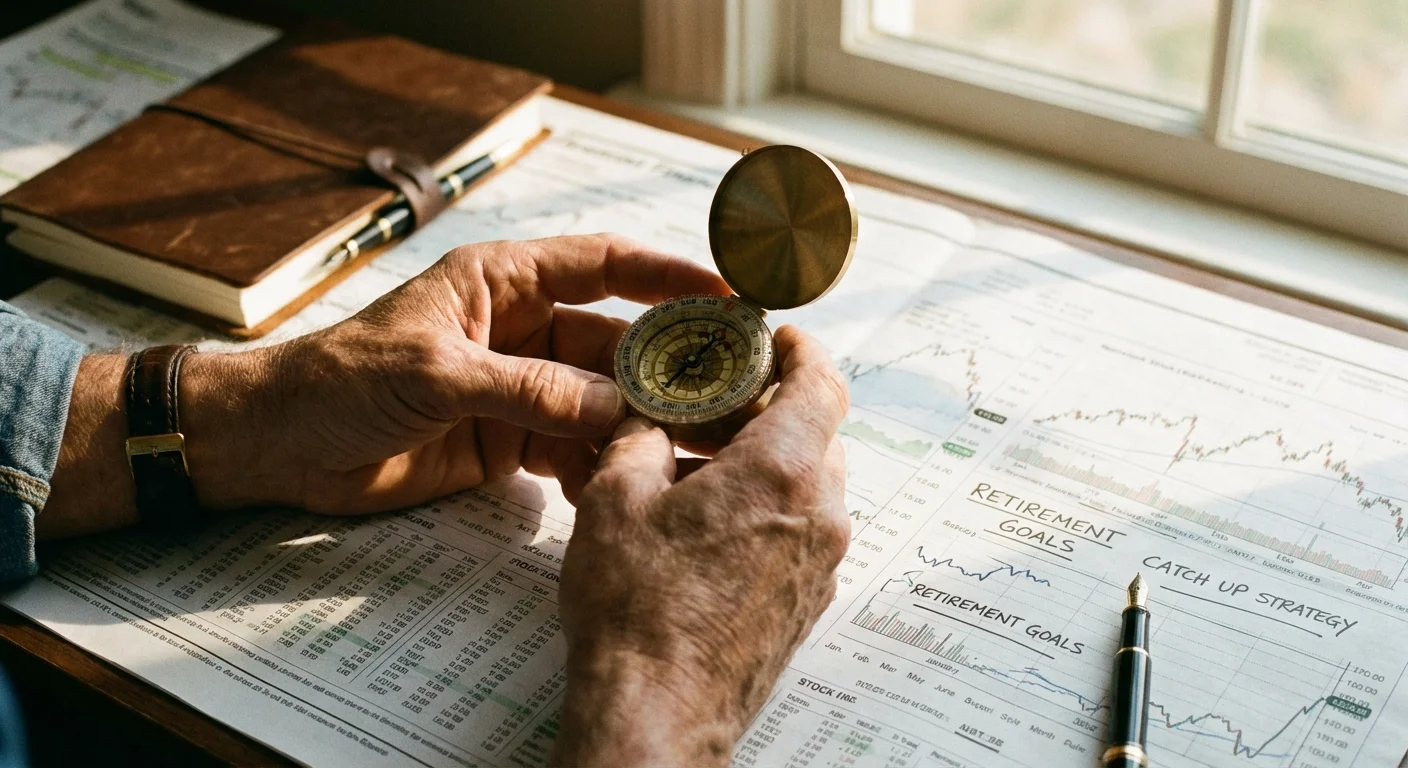 Hands holding a compass over a document, symbolizing strategic planning.