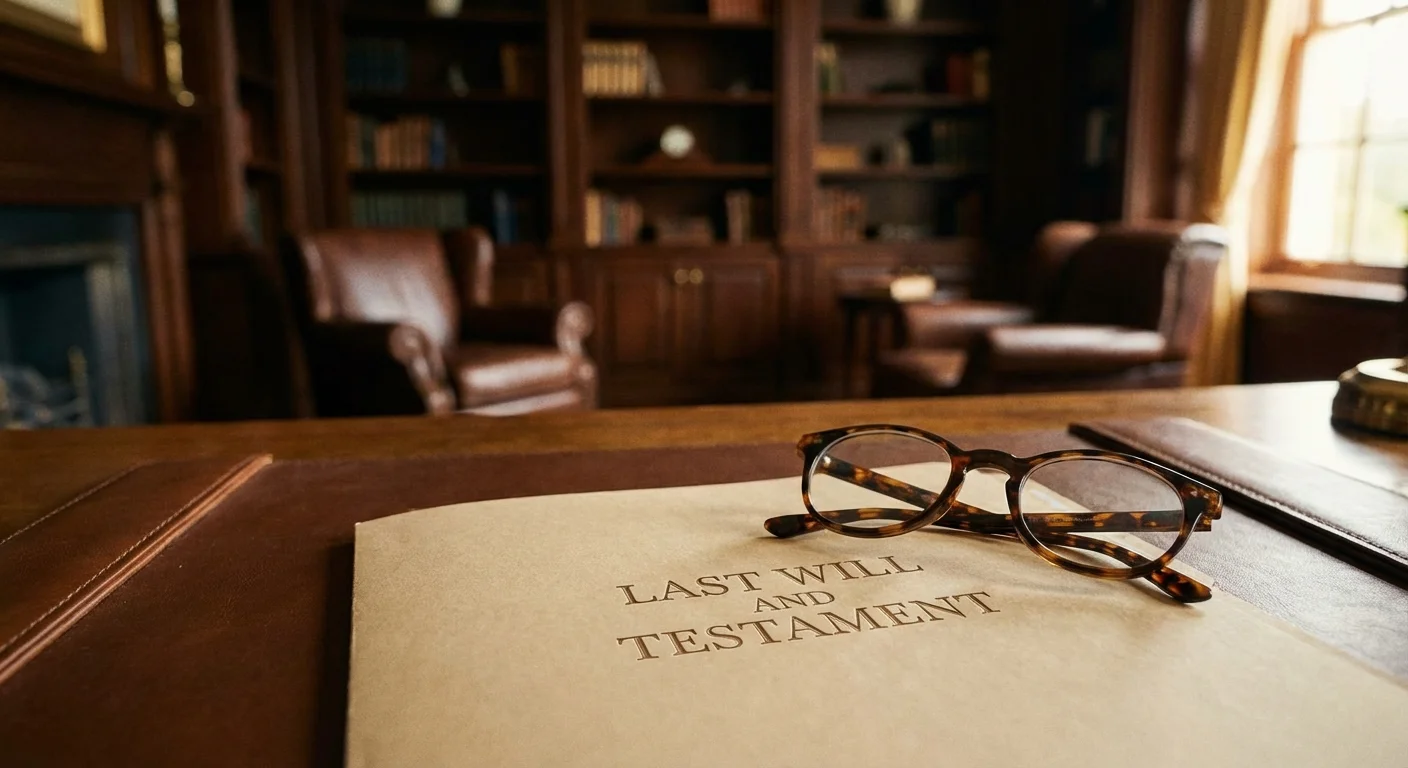 Reading glasses on a legal folder in a library.
