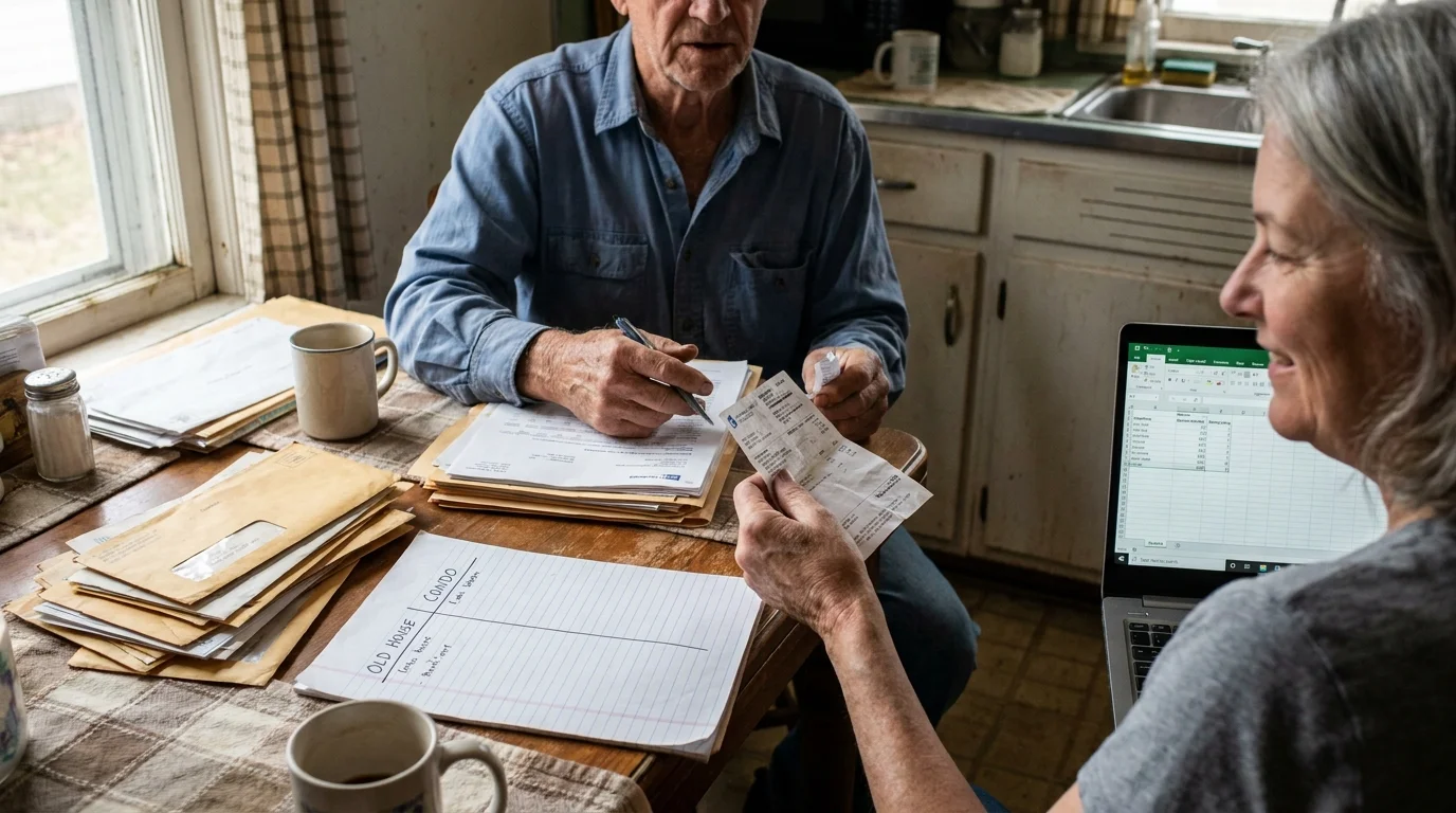Editorial photograph illustrating: Comparing the Carrying Costs: Large Home vs. Downsized Property