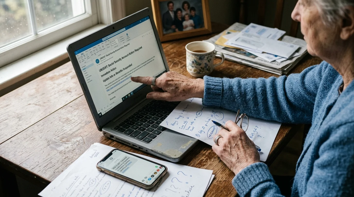 Editorial photograph illustrating: Decoding Fraudulent Social Security Emails and Texts